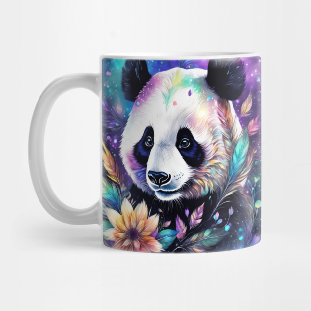 Fantasy, Watercolor, Panda Bear With Flowers and Butterflies by BirdsnStuff