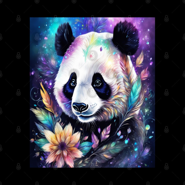Fantasy, Watercolor, Panda Bear With Flowers and Butterflies by BirdsnStuff