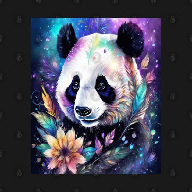 Fantasy, Watercolor, Panda Bear With Flowers and Butterflies by BirdsnStuff