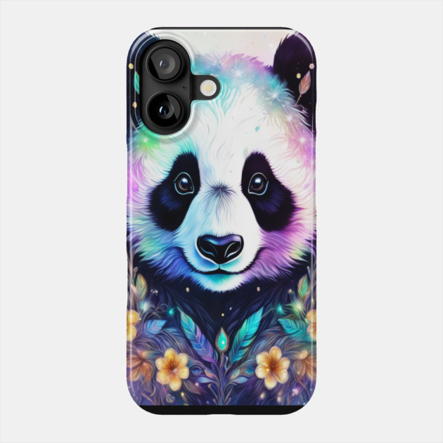 Fantasy, Watercolor, Panda Bear With Flowers and Butterflies Phone Case by BirdsnStuff