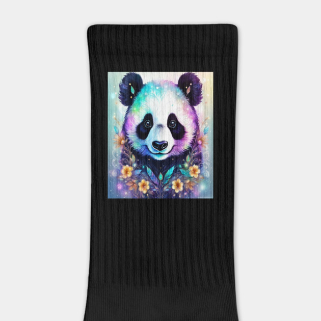 Fantasy, Watercolor, Panda Bear With Flowers and Butterflies by BirdsnStuff