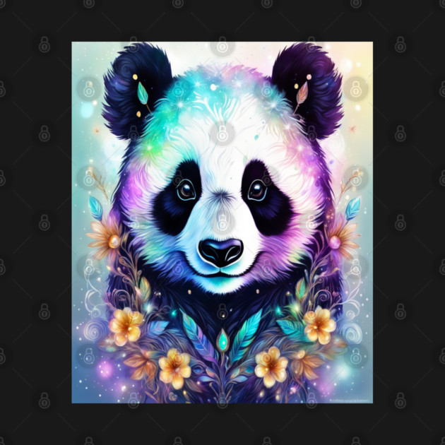 Fantasy, Watercolor, Panda Bear With Flowers and Butterflies by BirdsnStuff
