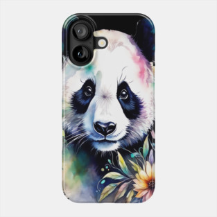 Fantasy, Watercolor, Panda Bear With Flowers and Butterflies Phone Case