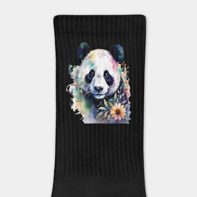 Fantasy, Watercolor, Panda Bear With Flowers and Butterflies by BirdsnStuff