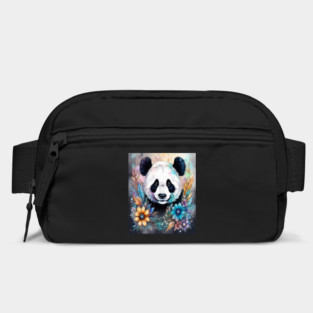 Fantasy, Watercolor, Panda Bear With Flowers and Butterflies Bag