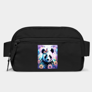 Fantasy, Watercolor, Panda Bear With Flowers and Butterflies Bag