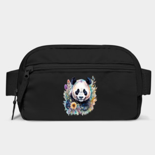 Fantasy, Watercolor, Panda Bear With Flowers and Butterflies Bag