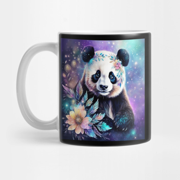 Fantasy, Watercolor, Panda Bear With Flowers and Butterflies by BirdsnStuff