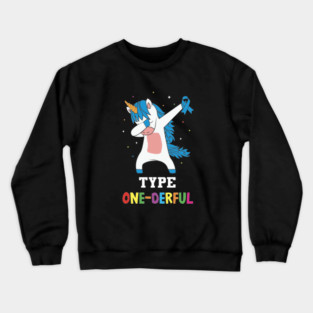 Type One-Derful Unicorn Funny Diabetic Type 1 Diabetes T1D Crewneck Sweatshirt