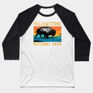 Vintage Yellowstone National Park Gifts Usa Bison Buffalo Baseball T-Shirt