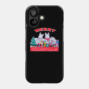 Dog Merry Christmas White German Shepherd Dog Family Holiday Fun Phone Case