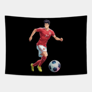 Football Run Kick Goal Tapestry