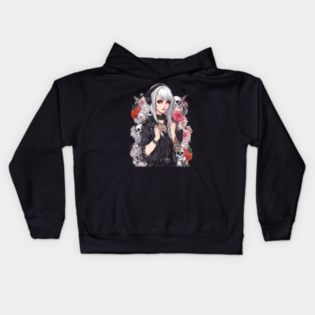 Introvert Loner Girl Kids Hoodie by animegirlnft