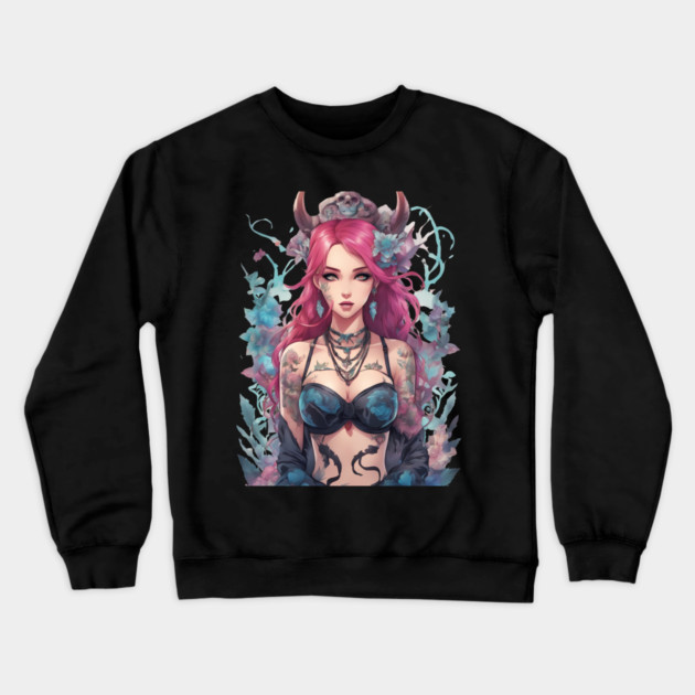 She is evil, Devil Crewneck Sweatshirt by animegirlnft
