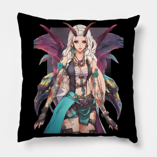 Woman of darkness and evil Pillow by animegirlnft