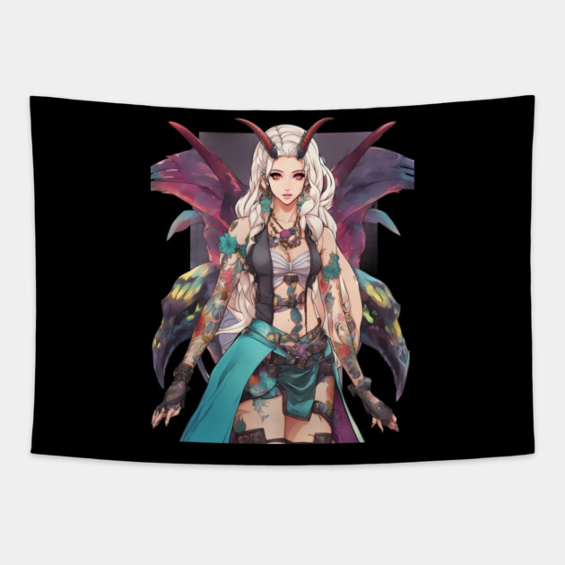 Woman of darkness and evil Tapestry by animegirlnft