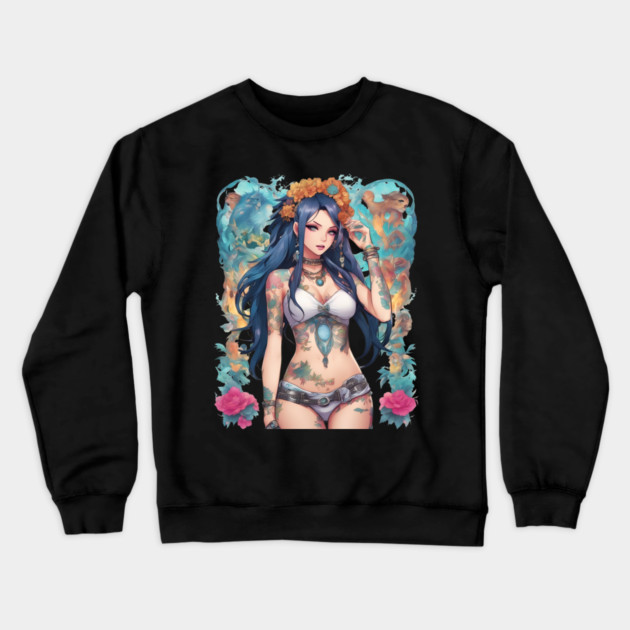 Anime Rock Chick Crewneck Sweatshirt by animegirlnft