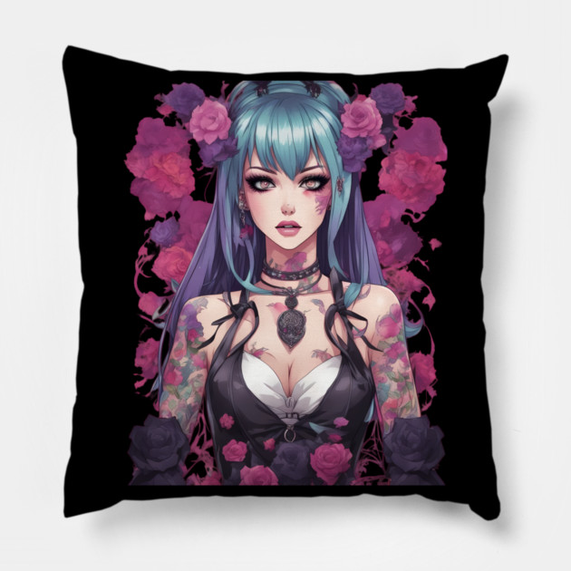 Metalhead Girl Pillow by animegirlnft