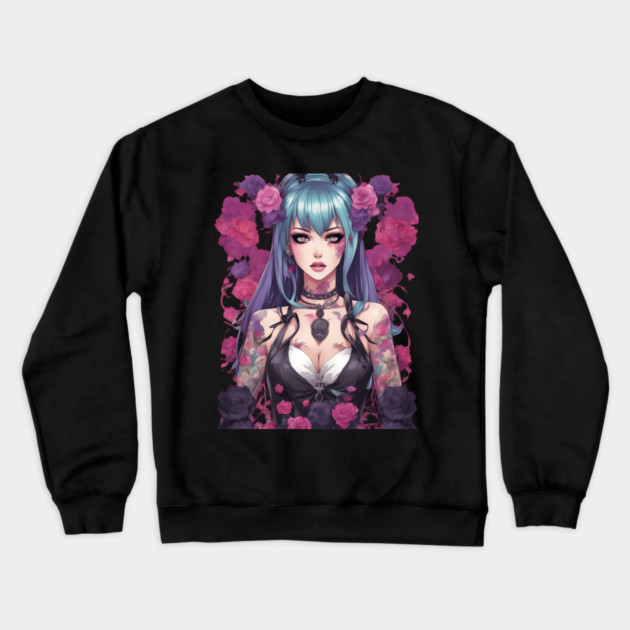Metalhead Girl Crewneck Sweatshirt by animegirlnft