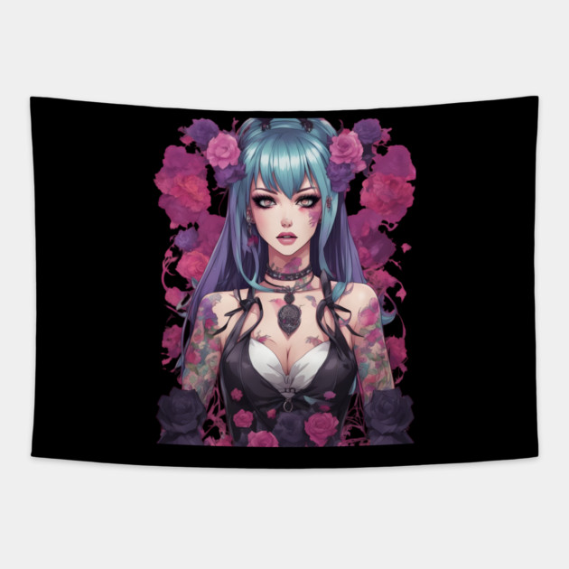 Metalhead Girl Tapestry by animegirlnft