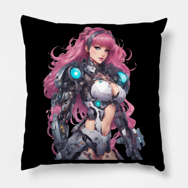 Synthetic Soul Robotic Girl Pillow by animegirlnft