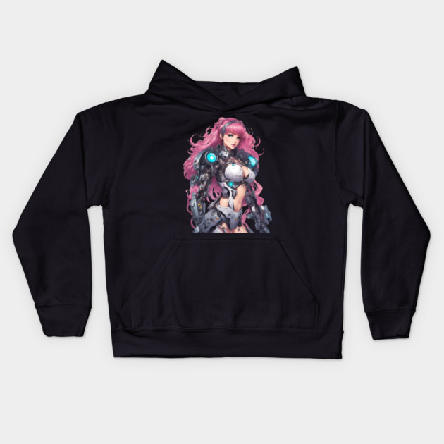 Synthetic Soul Robotic Girl Kids Hoodie by animegirlnft