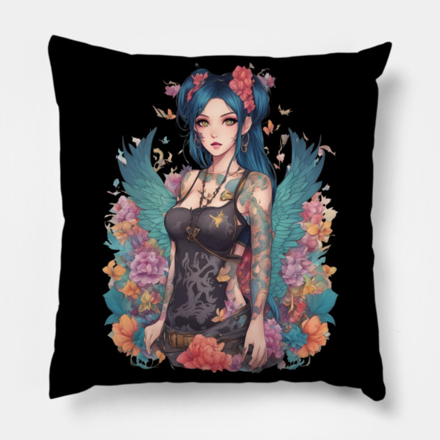 Angel Anime Girl Pillow by animegirlnft