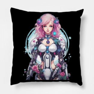 Girl Made of Metal and Steel Pillow