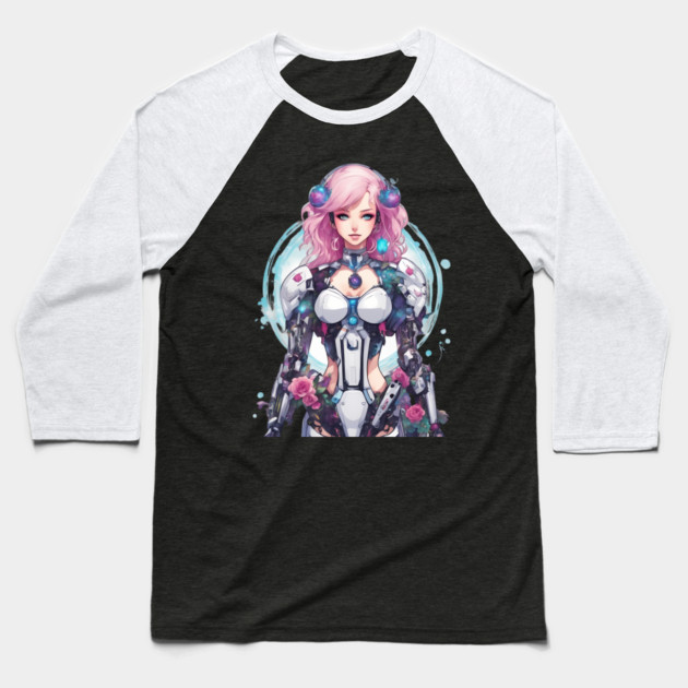 Girl Made of Metal and Steel Baseball T-Shirt by animegirlnft