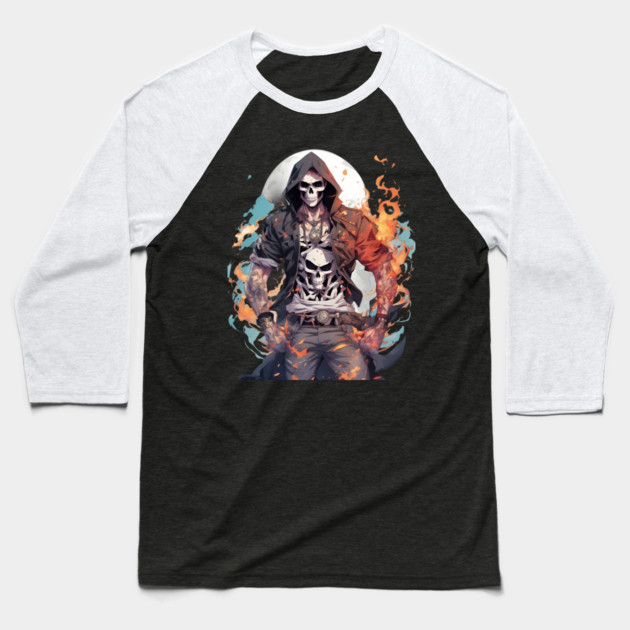 Anime Grim Reaper Baseball T-Shirt by animegirlnft