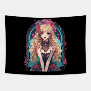 Anime Harajuku Goth Girl Tapestry