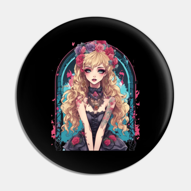 Anime Harajuku Goth Girl Pin by animegirlnft
