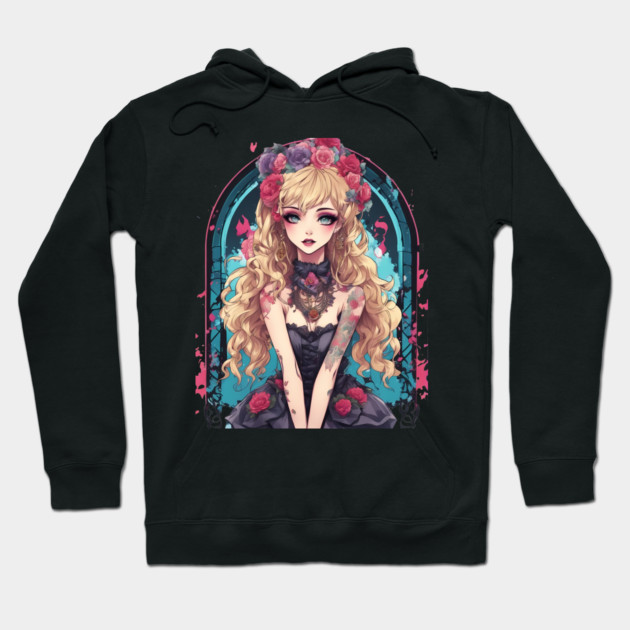 Anime Harajuku Goth Girl Hoodie by animegirlnft