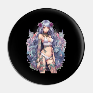 Ink and Tears Emo Goth Anime Girl Pin