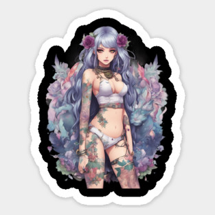 Ink and Tears Emo Goth Anime Girl Sticker