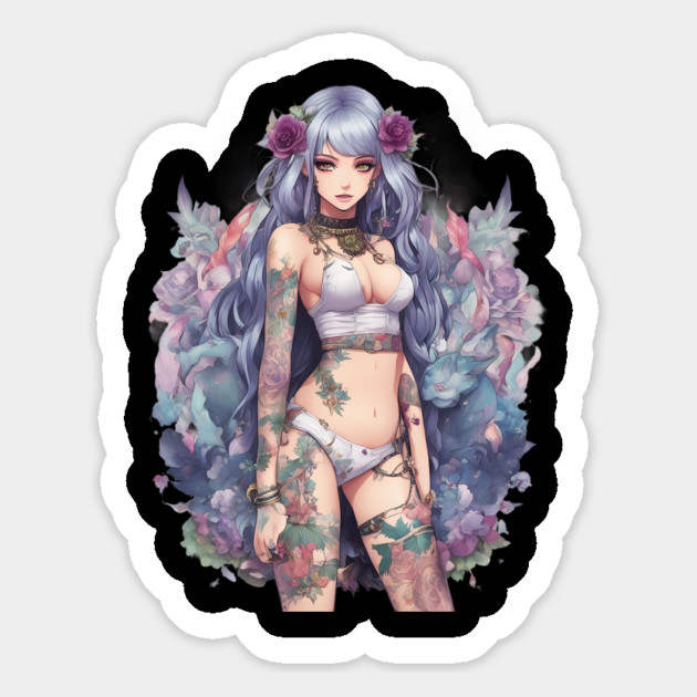 Ink and Tears Emo Goth Anime Girl Magnet by animegirlnft