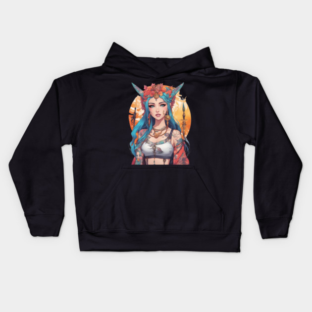 Dark Melodies Secret Life Emo Goth Anime Girl Kids Hoodie by animegirlnft