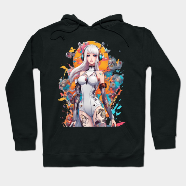 Ethereal Shadows Enigmatic Emo Goth Anime Girl Hoodie by animegirlnft