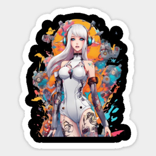 Ethereal Shadows Enigmatic Emo Goth Anime Girl Sticker