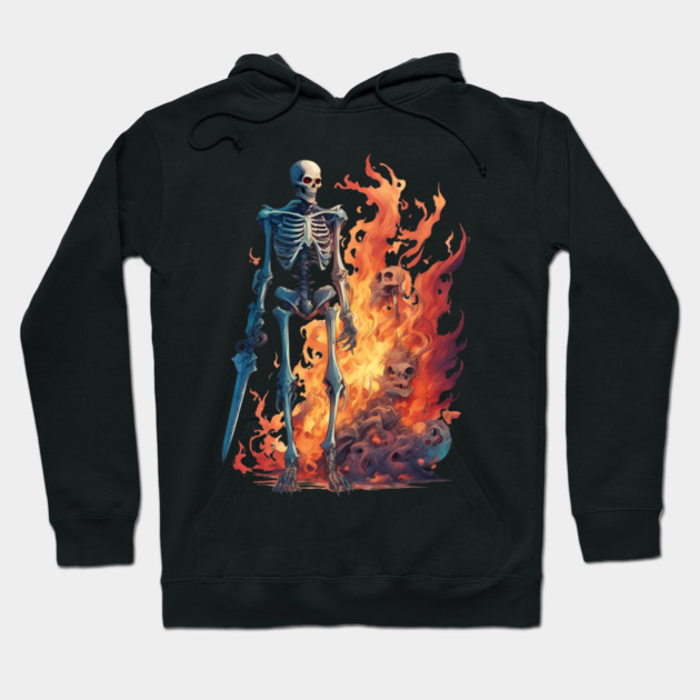 Infernal RealmsDomain of Evil Demons and Hellish Skeleton Hoodie by animegirlnft