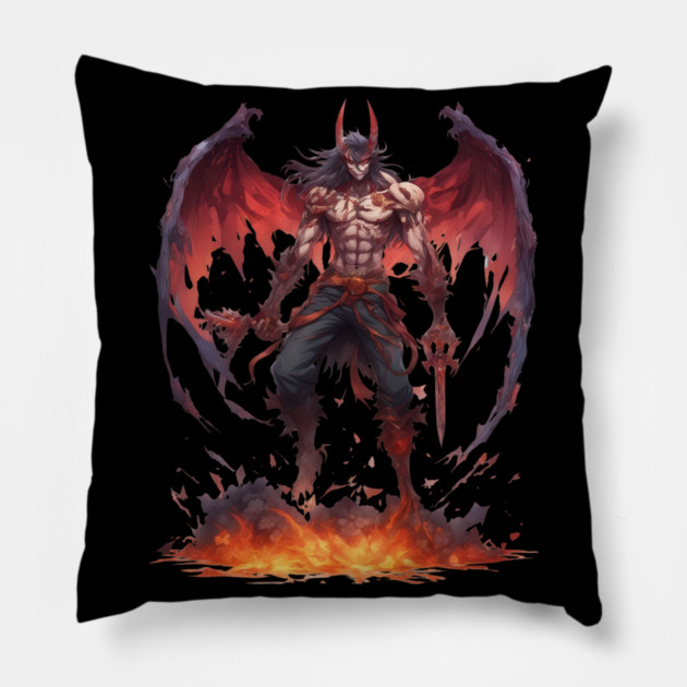 Malevolent Depths Perils of the Evil Demon Hell Underworld Pillow by animegirlnft