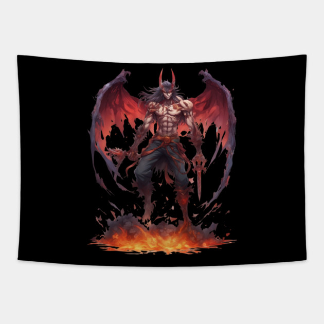 Malevolent Depths Perils of the Evil Demon Hell Underworld Tapestry by animegirlnft