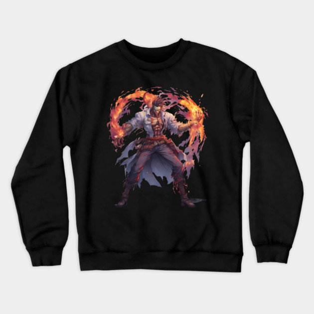 Anime Fire Magician Crewneck Sweatshirt by animegirlnft
