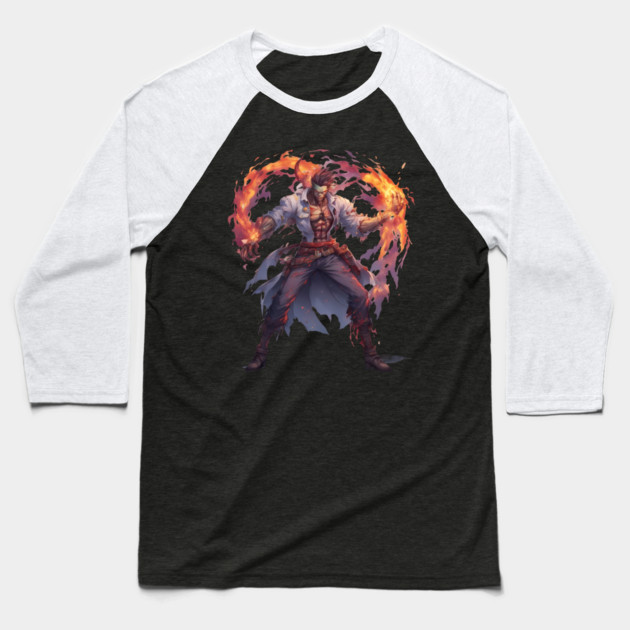 Anime Fire Magician Baseball T-Shirt by animegirlnft