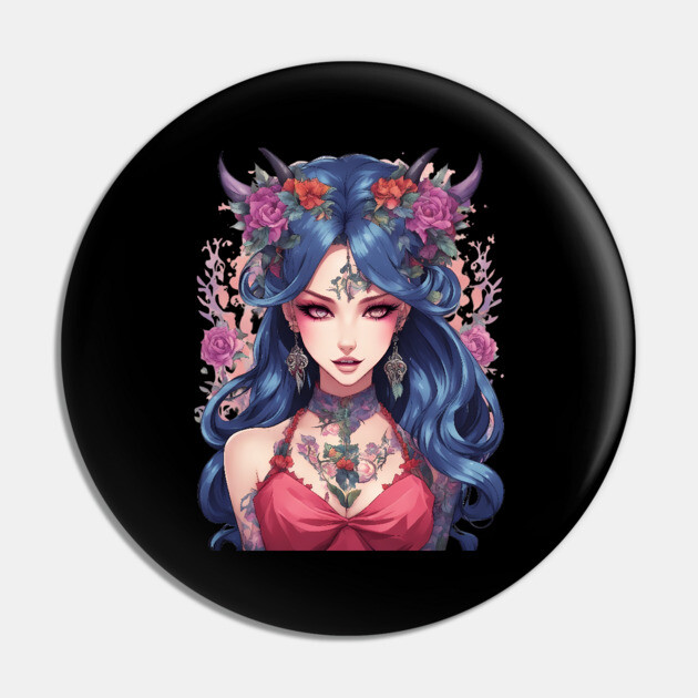 Gothic Whispers Mysterious Emo Goth Anime Girl Pin by animegirlnft