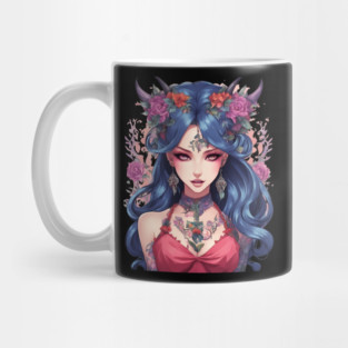 Gothic Whispers Mysterious Emo Goth Anime Girl Mug