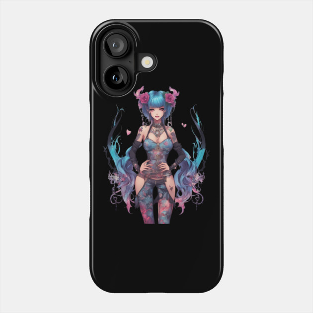 Sorrowful Serenade Emo Goth Anime Girl Phone Case by animegirlnft