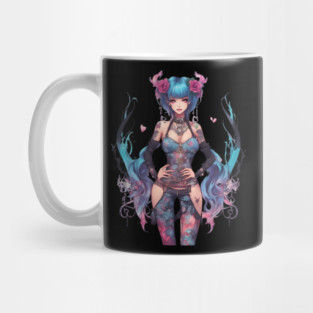 Sorrowful Serenade Emo Goth Anime Girl Mug