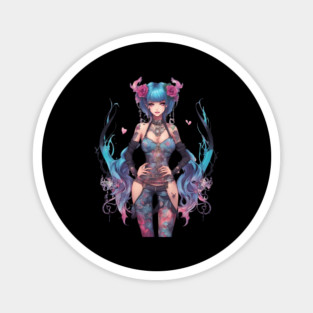 Sorrowful Serenade Emo Goth Anime Girl Magnet