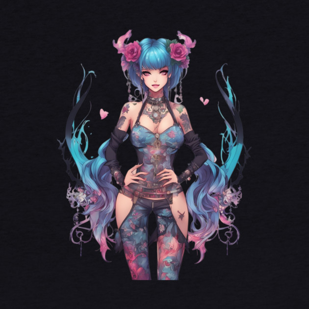 Sorrowful Serenade Emo Goth Anime Girl by animegirlnft